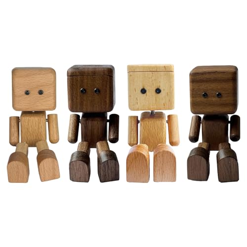 Schüttelnde Holzfigur mit schüttelnden Füßen, Holzpuppe mit befüllbarem Aromatherapie-Ölkopf-Design, Auto-Ornamente, Actionfigur, handgefertigte Schüttelfüße, Holzpuppe für Auto, Schreibtisch, Zuhause von Generisch