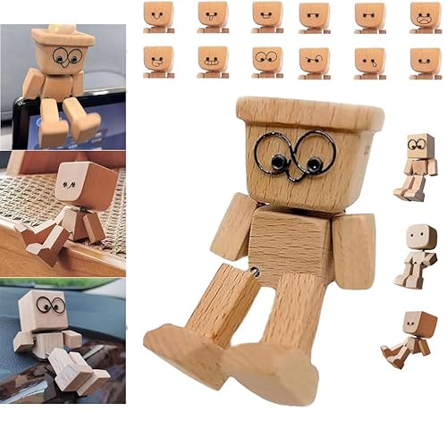 Schüttelnde Holzfiguren Magicgift Holzfigur Wackelfigur Actionfigur mit Füßen Dekor Wackelmann Mit Wackelfüßen Magnetischen Ausdrücken Schaukelfigur Wackelnder Holzmann für Auto (C, 1 Stück) von Generisch