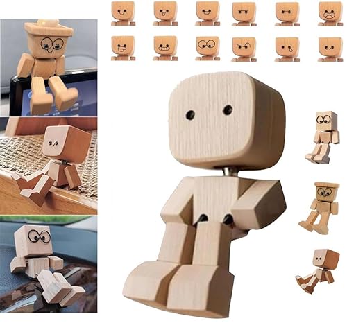 Schüttelnde Holzfiguren Magicgift Holzfigur Wackelfigur Actionfigur mit Füßen Dekor Wackelmann Mit Wackelfüßen Magnetischen Ausdrücken Schaukelfigur Wackelnder Holzmann für Auto (D, 1 Stück) von Generisch