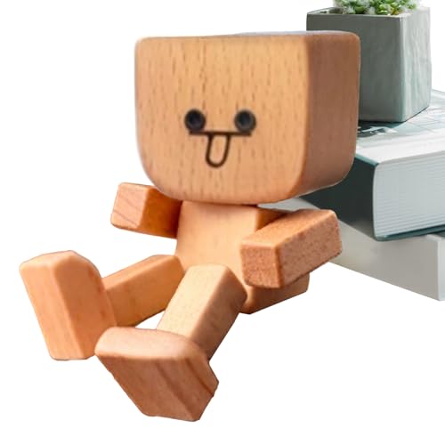 Schüttelnde Holzmann Figur, Shaking Wooden Man Figurine, Figuren Deko Für Tisch, Holzfigur Mit Wackelbeinen, Lustige Armaturenbrett Autozubehör Für Reisen, Pendeln Und Zuhause (Nicht Magnetisch) von Generisch