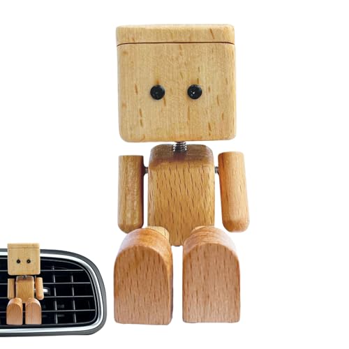 Schüttelnde Holzmann | Wackelfigur Holz |6cm Charmante kleine Holzfigur | Lustige Auto Innenraum Dekoration | Schütteln von Füßen Holzpuppe, Lustiges Autozubehör & Schreibtisch Dekoration von Generisch