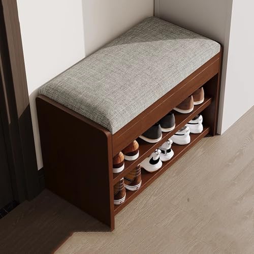 Schuhbank aus Massivholz mit gepolsterten Sitzablagen und Eingangsmöbeln für Schlafzimmer, Wohnzimmer oder Fenstersitz, Aufbewahrungshocker für Schuhe von Generisch