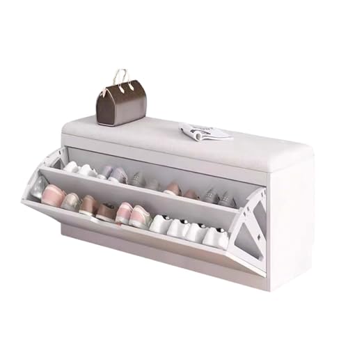 Schuhbank mit Sitz, Schuhschrank für 2–15 Paar, einfache Montage und Reinigung, platzsparend, stilvolles weißes Design (L x B): 99 x 22,9 cm von Generisch