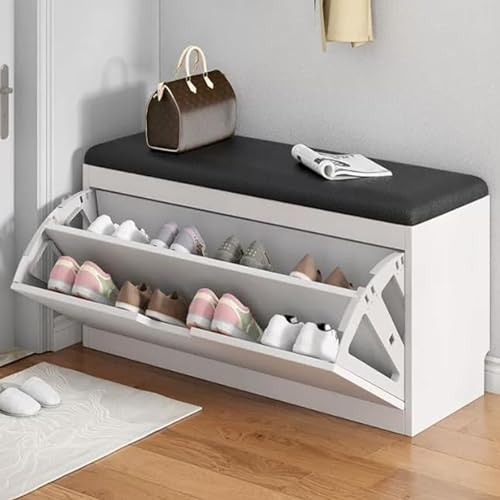 Schuhbank mit Sitz, stabiler Schuhschrank für 2–15 Paar, einfache Montage und Reinigung, platzsparend, stilvolles schwarzes Design (L x B): 78,9 x 22,9 cm von Generisch