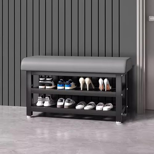 Schuhbank mit gepolstertem Sitz, Kunstleder-Oberseite, 2 Ablagen, Eingangsbereich, stilvolles Schuhregal für Zuhause, Schlafzimmer, Flur, Bettbank Schuhbank mit gepolstertem Sitz, Kunstleder-Oberseite, 2 Ablagen, Eingangsbereich, stilvolles Schuhregal für Zuhause, Schlafzimmer, Flur, Bettbank von Generisch