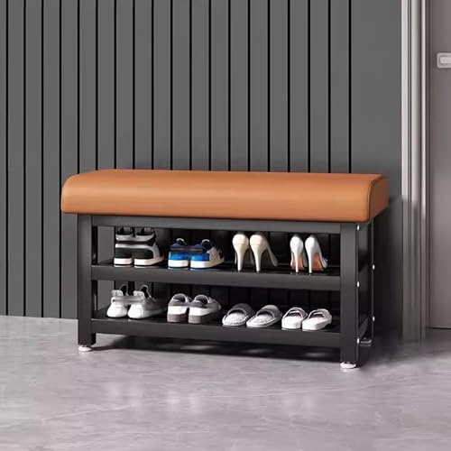 Schuhbank mit gepolstertem Sitz, Kunstleder-Oberseite, 2 Ablagen, stilvolle Eingangsbank, vielseitiger Schuh für Flur, Schlafzimmer und Eingangsbereich Schuhbank mit gepolstertem Sitz, Kunstleder-Oberseite, 2 Ablagen, stilvolle Eingangsbank, vielseitiger Schuh für Flur, Schlafzimmer und Eingangsbereich von Generisch