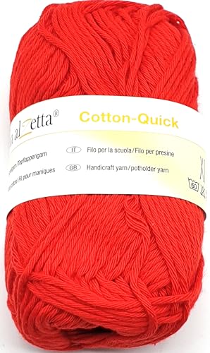 Schulgarn Topflappengarn Häkelgarn 50 g 100% Baumwolle (0016 - rot) von Generisch