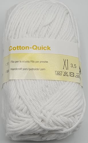 Schulgarn Topflappengarn Häkelgarn 50 g 100% Baumwolle (1055 - weiß) von Generisch