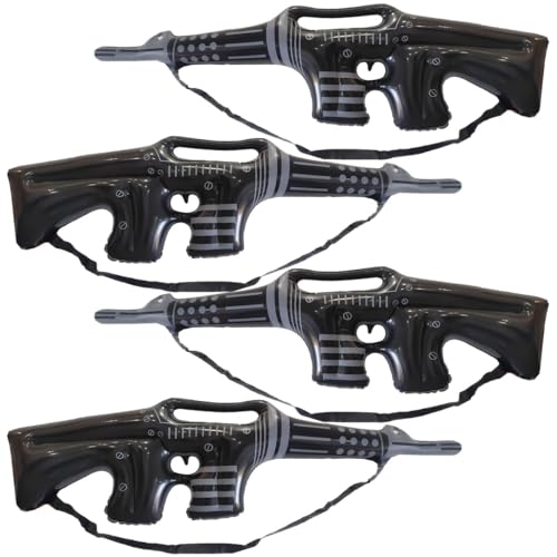 Schwarz Aufblasbare Maschinenpistole Kostüm Zubehör Requisiten mit Gurt für Cosplay Events, Themenpartys und Geburtstagsdekorationen (4 Pack) von Generisch