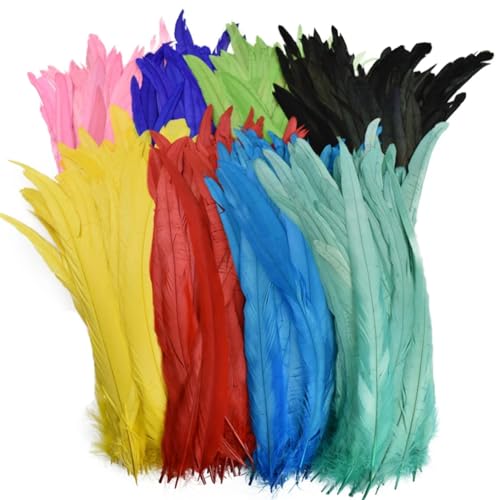Schwarze Hahn-Coque-Schwanzfedern, 40-45 cm, lange Hahnfedern für Bastelarbeiten, Hochzeitsdekoration, DIY, mehrfarbig, 500 Stück Schwarze Hahn-Coque-Schwanzfedern, 40-45 cm, lange Hahnfedern für Bastelarbeiten, Hochzeitsdekoration, DIY, mehrfarbig, 500 Stück von Generisch