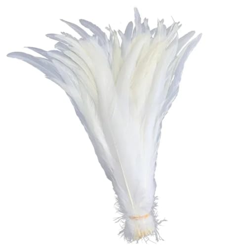 Schwarze Hahnfedern zum Basteln, 30–35 cm, Federdekoration, Karneval, Hochzeit, Party, Dekoration, solides Weiß, 200 Stück von Generisch