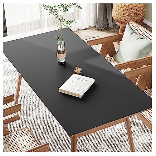 Schwarze Kunstleder-Tischdecke für Esstisch, abwischbar und öldicht, Vinyl-Tischdecke, hitzebeständig, Schutzpolster, rechteckig, Couchtischmatte (80 x 80 cm) von Generisch