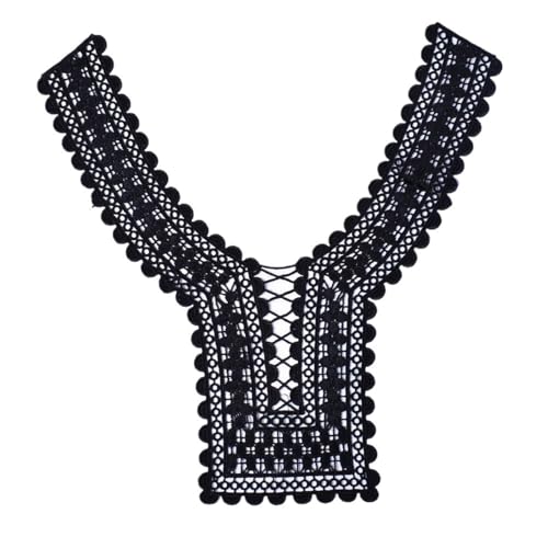 Schwarze Stickerei, Spitzenstoff, Halsausschnitt, Kragen, Spitzendekoration, Stoff, Abendkleid, Applikationen, DIY Nähen (schwarz) von Generisch
