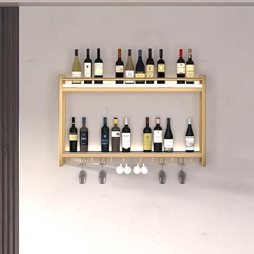 Schwebendes Weinregal zur Wandmontage, industrielles Metalldesign für Zuhause, Bar oder Wohnzimmer, elegantes goldenes Finish, stilvolles Weinregal für Dekoration von Generisch