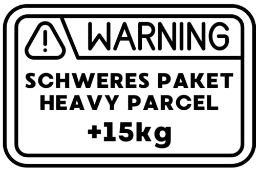 Schweres Paket Aufkleber selbstklebende Etiketten Warning Schweres Paket +15kg, englisch & deutsch, Kennzeichnung schwerer Pakete für Amazon FBA 150x100 mm, 60 Etiketten (60 gefaltete, 60.0, stück) von Generisch