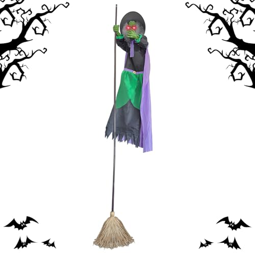 Schwimmender Hexenbesen - bewegte Spuktanzbesen | Sprachkontrollierte Halloween-Requisite-Besen mit gruseligen Klängen | Innen im Freien Gartendekor für Party -Szene -Setup von Generisch