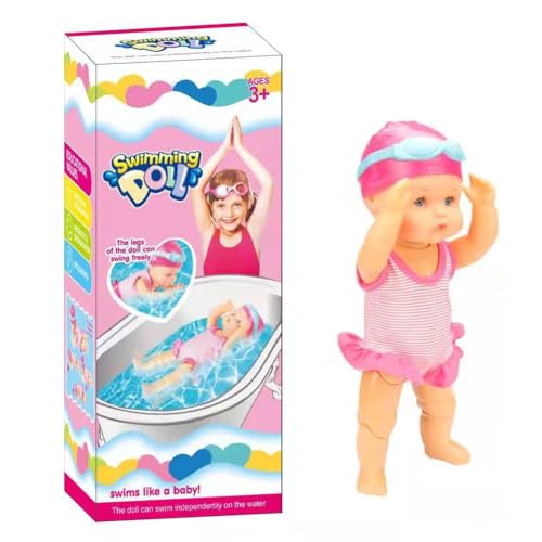 Schwimmer Puppe, Wasserbabypuppe mit Gelenken Abnehmbarer Kleidung für Babys Badespaß Geschenk für Mädchen Jungen,wasserdichte Babypuppe von Generisch