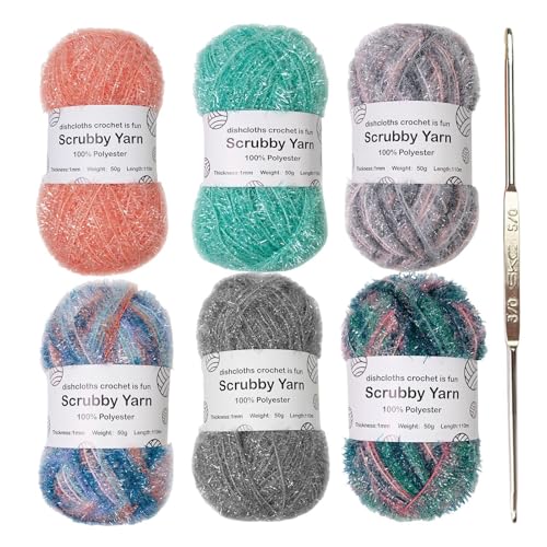 Scrubbies Garn - Scrubby Häkelgarn Sortiment Teller | Exquisites Polyestergarn aus gehäkeltem Webgarn für Badetücher, Lappen Scrubbies Garn - Scrubby Häkelgarn Sortiment Teller | Exquisites Polyestergarn aus gehäkeltem Webgarn für Badetücher, Lappen von Generisch