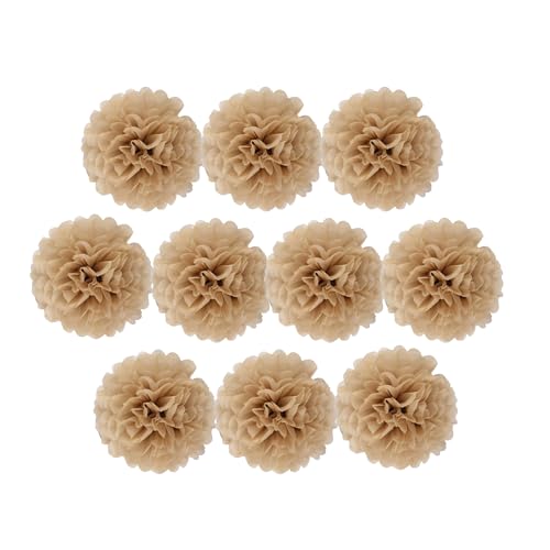 Seidenpapier-Pompons, Seidenpapier-Blumenbälle für Hochzeitsdekoration, Partyzubehör, Bastelpapier, Blumen-Pompons (Khaki, 10 Stück, 10 cm) von Generisch