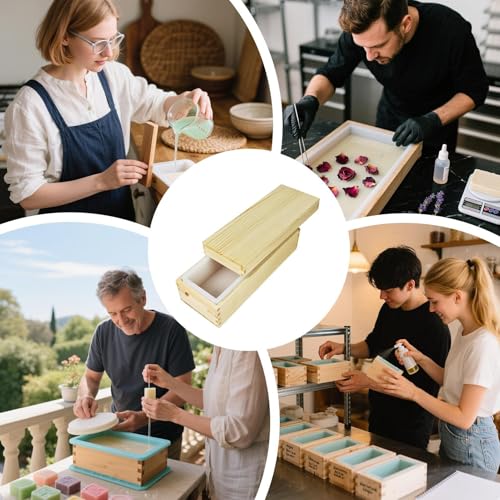 Seifenformen - Flexible Rechteckige Silikon Laibform Mit Holzkasten | 1300ml Seifenform Antihaft Einfache Entformung Bastelbedarf für Valentinstag Muttertag Weihnachten Thanksgiving Feiertage von Generisch