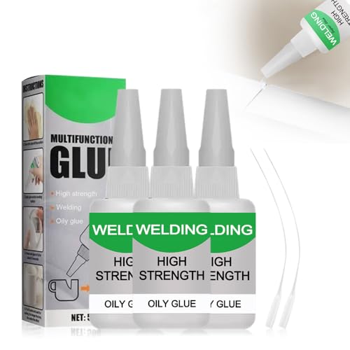 Sekundenkleber Extra Stark, 50g Welding High Strength Oily Glue Welding, Karosseriekleber Mächtiger Universalkleber auf Superkleber Öliger Kleber, Starker für Metall, Kunststoff, Holz (3Pcs) von Generisch