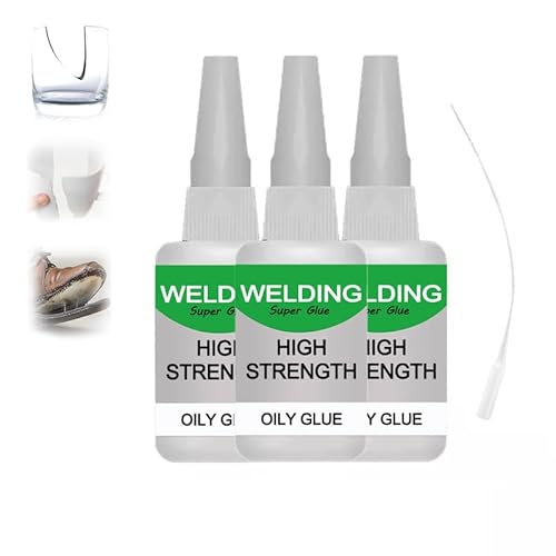 Sekundenkleber Extra Stark, Schweißen Hochfestem öligem Kleber， Mächtiger Universalkleber, Universal Wasserdichter Superkleber, für Kunststoff Metall Keramik Leder Harz (3PCS) von Generisch