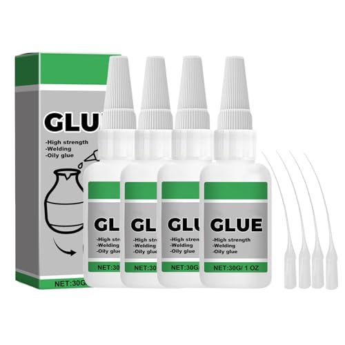 Sekundenkleber Extra Stark,Textilkleber,Schuhkleber,Glaskleber,Superkleber Für Kunststoff Metall Keramik Leder Harz Glas Stoff,Multifunktional Universal Transparent Wasserfest Kleber(4 Stück) von Generisch