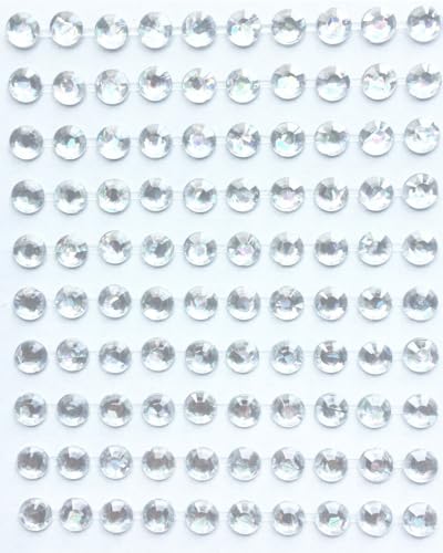Selbstklebende Strasssteine, 100 Stück, 6 mm, Weiß/Silber, Diamant-Design von Generisch