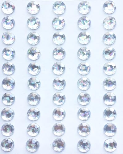 Selbstklebende Strasssteine, 50 Stück, 10 mm, Weiß/Silber, Diamant-Design von Generisch