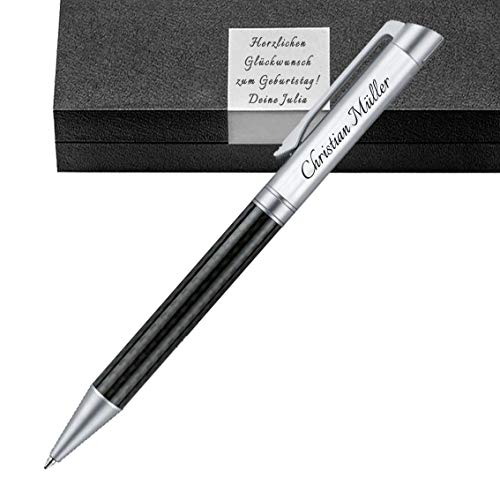 Senator - Kugelschreiber mit Gravur aus Carbon & Metall Wunschgravur auf Box und Stift Wunschsymbole als Gravur CARBON LINE SILBER PS48-4 von Generisch