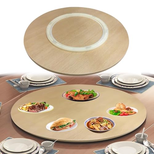 Serviertablett aus Holz, 70 cm, drehbare Platte für Esstisch, 360 ° leiser Drehteller, runde Servierplatte, ideal für Partys & Familienfeiern von Generisch