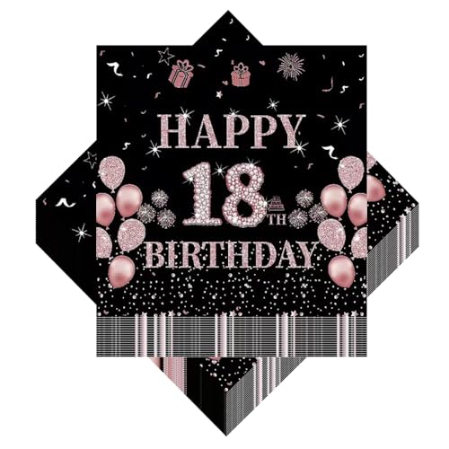 Glistenz 18er Geburtstag Servietten, 60 Stück, 18. Geburtstag, Party Servietten, Happy Birthday Deko, 2-lagig, Papier, 13 Zoll x 13 Zoll, 16,5 cm x 16,5 cm Glistenz 18er Geburtstag Servietten, 60 Stück, 18. Geburtstag, Party Servietten, Happy Birthday Deko, 2-lagig, Papier, 13 Zoll x 13 Zoll, 16,5 cm x 16,5 cm von Generisch