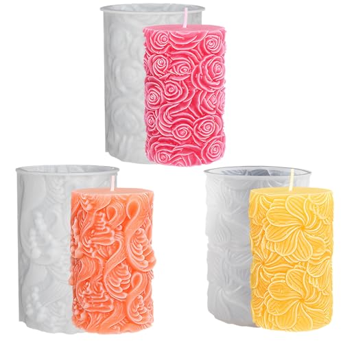 Set mit 3 Silikon-Kerzenformen zum Basteln, inklusive Wellensäule, Rosensäule und Windmühlen-Blumen-Designs Set mit 3 Silikon-Kerzenformen zum Basteln, inklusive Wellensäule, Rosensäule und Windmühlen-Blumen-Designs von Generisch