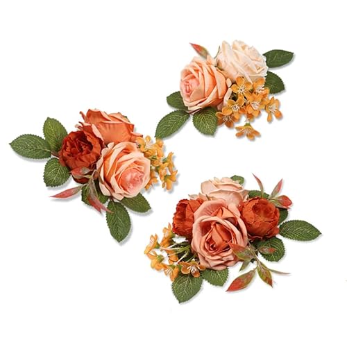 Set mit 3 Tortenaufsätzen, Kuchendekoration, Blumen für Dekoration, Boho, gebrannte Orange, Herbstblumen für Hochzeit, Taufe, Geburtstag, Party, Brautparty, Babyparty von Generisch
