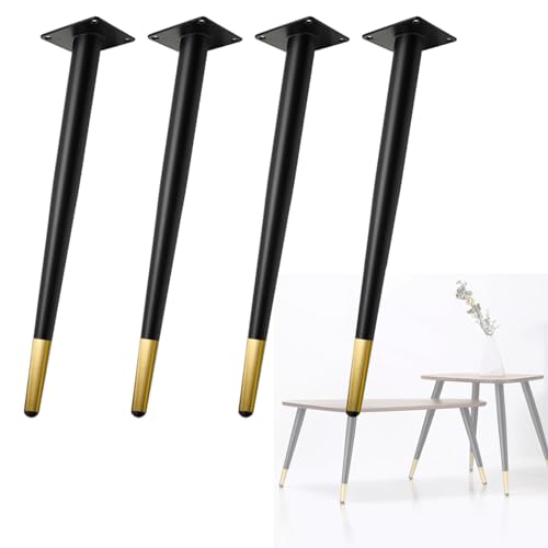Set mit 4 robusten Metall-Möbelbeinen, verstellbar, 10 x 72 cm, 650 kg Kapazität, Schwarz / Gold, ideal für Couchtische und Schränke, zylindrisches Design, stabile Unterstützung. Set mit 4 robusten Metall-Möbelbeinen, verstellbar, 10 x 72 cm, 650 kg Kapazität, Schwarz / Gold, ideal für Couchtische und Schränke, zylindrisches Design, stabile Unterstützung. von Generisch