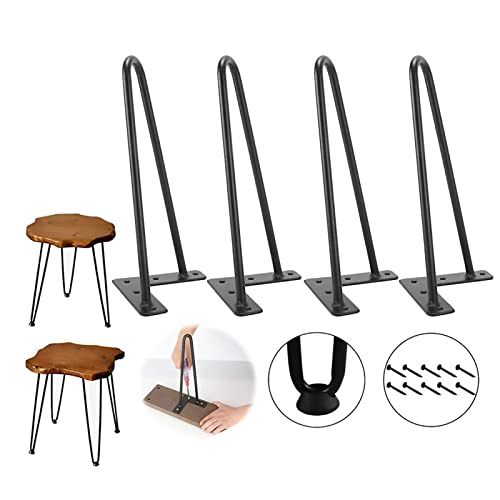 Set mit 4 schwarzen Metall-Tischbeinen, 45,7 cm, moderne DIY-Möbelbeine für Couchtische, Bänke, Stühle und Schreibtische, mit Schrauben und Schutzfüßen Set mit 4 schwarzen Metall-Tischbeinen, 45,7 cm, moderne DIY-Möbelbeine für Couchtische, Bänke, Stühle und Schreibtische, mit Schrauben und Schutzfüßen von Generisch