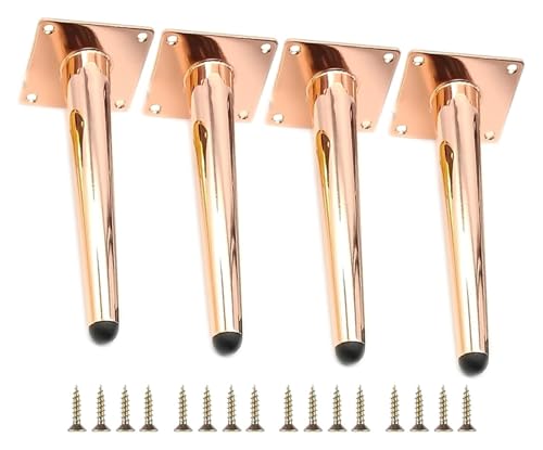 Set mit 4 verstellbaren rotgoldfarbenen konischen Metall-Möbelbeinen, 20 cm, perfekt für Sofa, Bett, TV-Schrank und Schrank, langlebige Unterstützung für Heimdekoration Set mit 4 verstellbaren rotgoldfarbenen konischen Metall-Möbelbeinen, 20 cm, perfekt für Sofa, Bett, TV-Schrank und Schrank, langlebige Unterstützung für Heimdekoration von Generisch