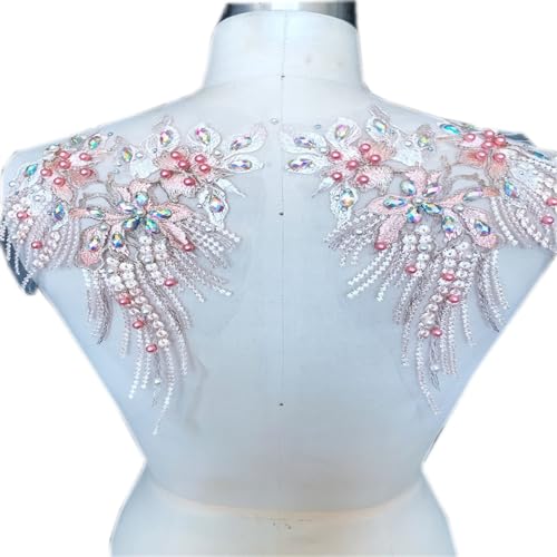 Sew Lace Applique Pink Three-Dimensional Flower Patches for Dress DIY Accessories 24 * 18cm von Generisch