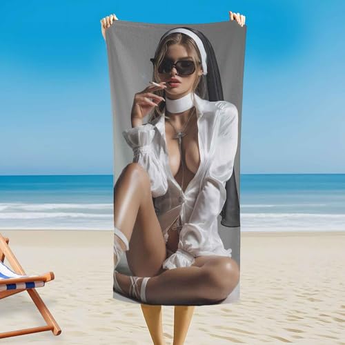 Sexy Frau Strandtuch - 140 x 70 cm, Erwachsener Mann Magnetisches Badetuch für Strand Außenbereich, Camping, Sandfrei & Schnelltrocknend Strandhandtuch Handtuch mit Magnetverschluss von Generisch