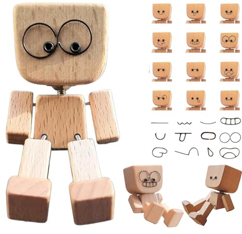 Shaking Wooden Man, Schüttelmann Auto Holzfigurs mit 12pcs Magnetischen Gesichtsausdrücke Ausdrücke, Funny Wackelfigur Auto, Wackelnde Holzfiguren mit Magnetic Base & Aromatherapy Slot Shaking Wooden Man, Schüttelmann Auto Holzfigurs mit 12pcs Magnetischen Gesichtsausdrücke Ausdrücke, Funny Wackelfigur Auto, Wackelnde Holzfiguren mit Magnetic Base & Aromatherapy Slot von Generisch