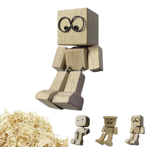 Shaking Wooden Man Figur, Handgefertigte Holzfiguren Mit Wackelfüßen, Wackelnder Holzmanns, Niedliche Sammlerfiguren Wohndeko, Wackelfigur Dekoration Für Auto Armaturenbrett, Schreibtisch(C) von Generisch