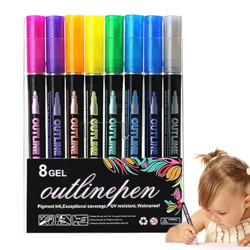 Shimmer Marker, schimmerndes Konturenmarker-Set | Outline Gel PenTeen Girl Trendy Stuff für Weihnachten Kritzeln Shimmer Marker, schimmerndes Konturenmarker-Set | Outline Gel PenTeen Girl Trendy Stuff für Weihnachten Kritzeln von Generisch