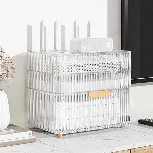 SignalFriendly Router-Aufbewahrungsschrank, mehrschichtiger Organizer für Netzwerkausrüstung, stilvolle Heimbüro-Dekoration (Weiß, 26 cm) von Generisch