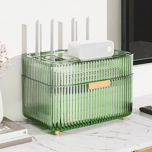 SignalFriendlyBox Hider Router-Aufbewahrungsschrank, mehrlagig, Organizer für Zuhause, Büro, Desktop, Netzwerkausrüstung, stilvolle grüne Dekoration (20 cm) von Generisch