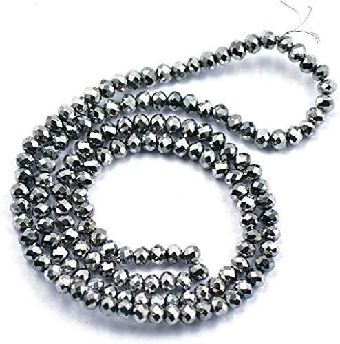 Silber Facette 4mm Kristallglas Edelstein Spacer Perlen Schmuckherstellung-18.5 In-In Silber Facette 4mm Kristallglas Edelstein Spacer Perlen Schmuckherstellung-18.5 In-In von Generisch
