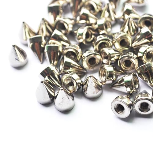 Silberfarbene Nieten, kegelförmige Spikes, Schraubverschluss, DIY, Handwerk, cooles Punk-Metallbefestigungswerkzeug-Set für Gürtel, Jacken, Lederhandwerk und Reparatur, Dekorationsprodukt von Generisch