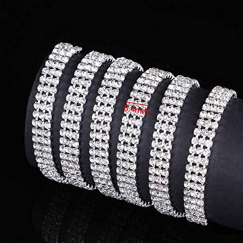 Silberfarbene Strass-Kettenverzierung, enges Set, Strass-Bordüre für selbstgemachte Hochzeitskleider, Kostüme und Basteldekor, 1-reihig, 2-reihig, 3-reihig (3) von Generisch