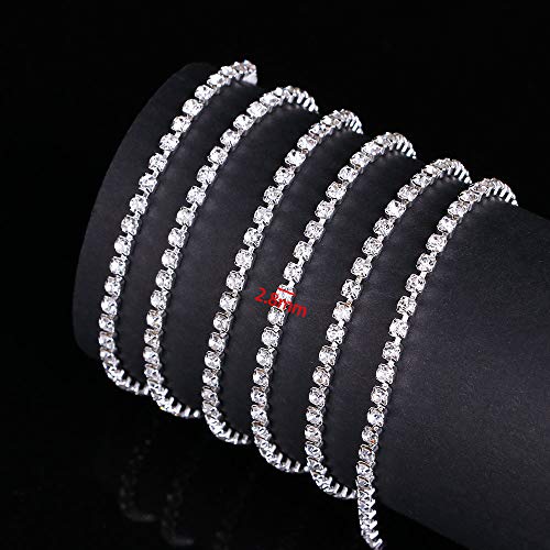 Silberne Strass-Kettenverzierung, enges Set, Strass-Bordüre für selbstgemachte Hochzeitskleider, Kostüme und Basteldekor, 1-reihig, 2-reihig, 3-reihig (1) von Generisch
