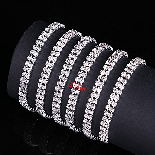 Silberne Strass-Kettenverzierung, enges Set, Strass-Bordüre für selbstgemachte Hochzeitskleider, Kostüme und Basteldekor, 1-reihig, 2-reihig, 3-reihig (2) von Generisch