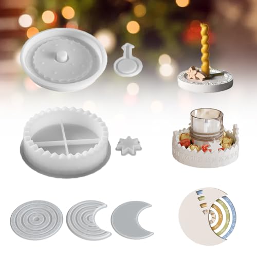 Silikon Gießformen für Weihnachten, 3D Adventskalender Set mit festlichen Motiven, Silikonform für Deko-Kalenderscheibe, DIY Countdown Kalender für festliche Dekoration (3pcs) von Generisch
